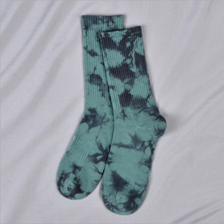 Tie-dye Sokker Til Mænd Og Kvinder I Mid-Tube High Top Street
