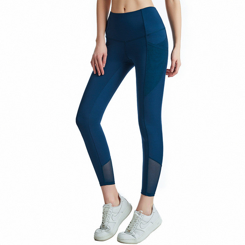 Nude High Waist Breathable Hollow Mesh Sports Fitness Pants