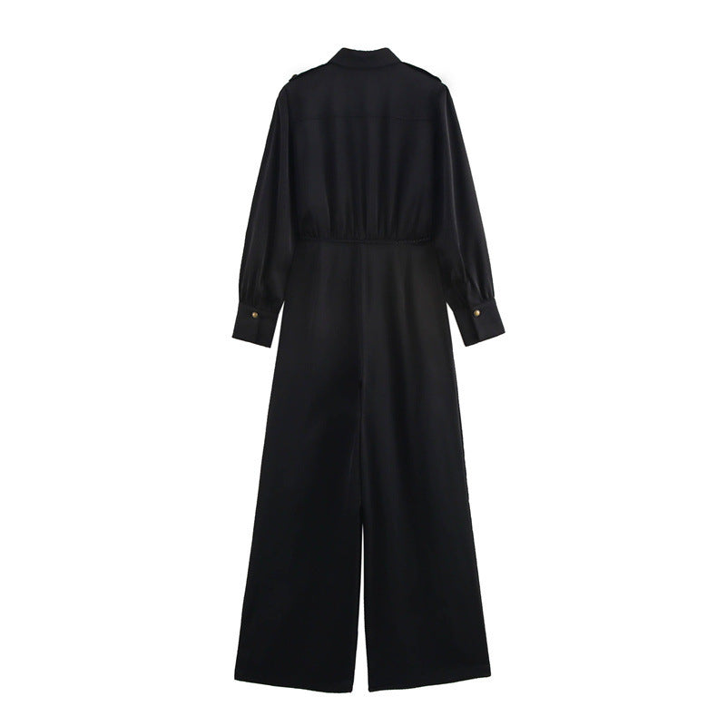 European And American Style Design With Belt Wide Leg Jumpsuit