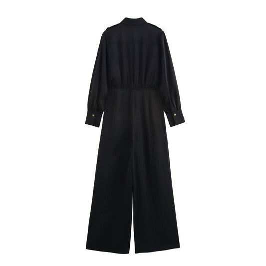 European And American Style Design With Belt Wide Leg Jumpsuit