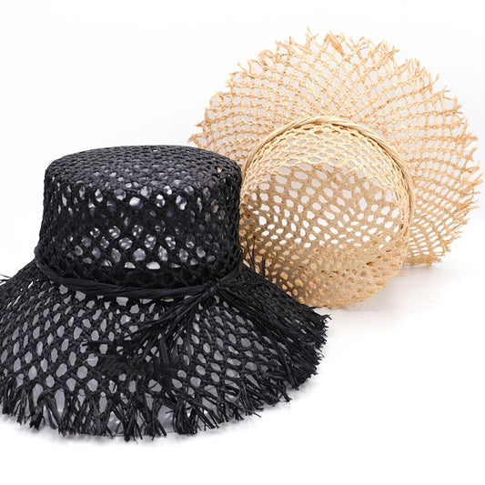 Spring And Summer New Lafite Straw Hat Flat Top Hat Under Collapse Sun Protection Ladies