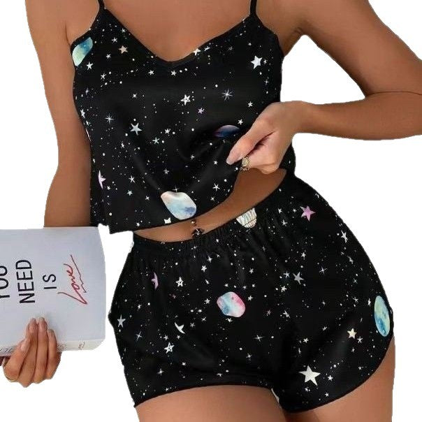 Leopard Print Camisole Pajama Set For Women