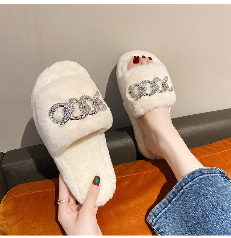 Women's Fashion All-match Non-slip New Style Plush Slippers