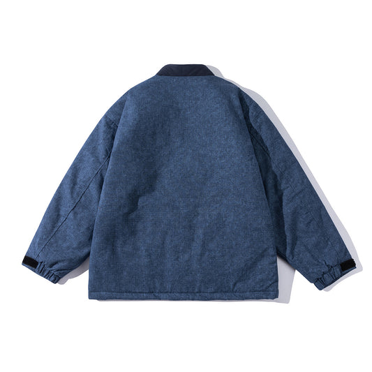 Kinesisk stil retro vasket batik V-hals bomuldsforet frakke