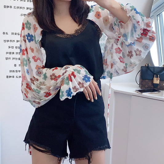 Sun Protection Clothing With Silk Scarf Women's Sun Protection Sleeves