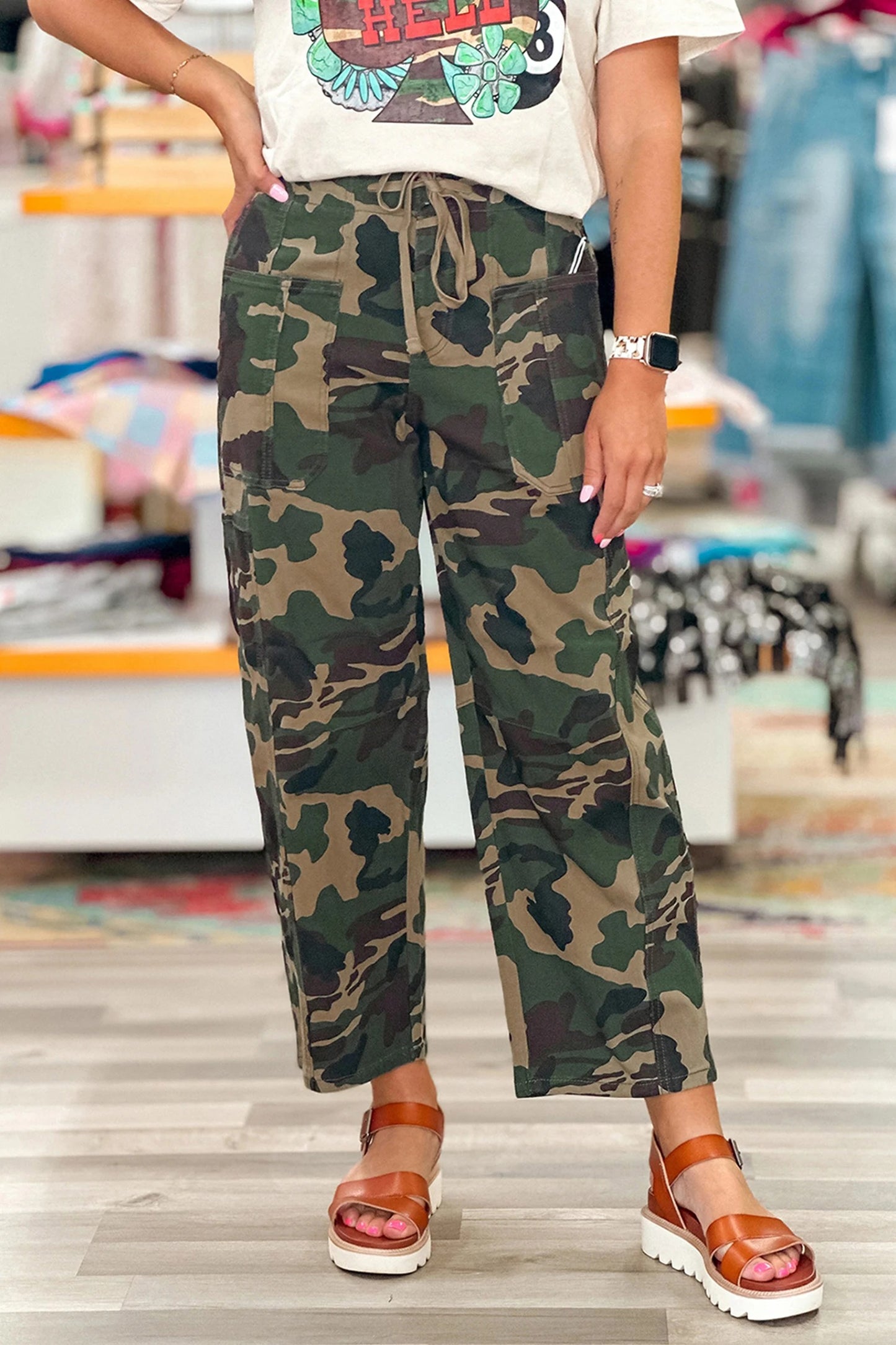 Women's Casual American-Style Retro Camouflage Pants With Multiple Pockets