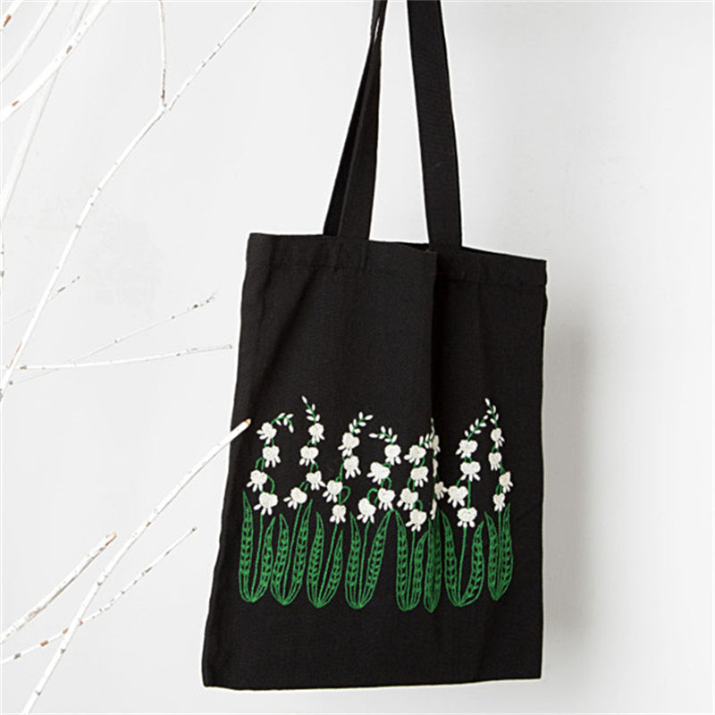 Students Fashion Simple Embroidery Canvas Bag