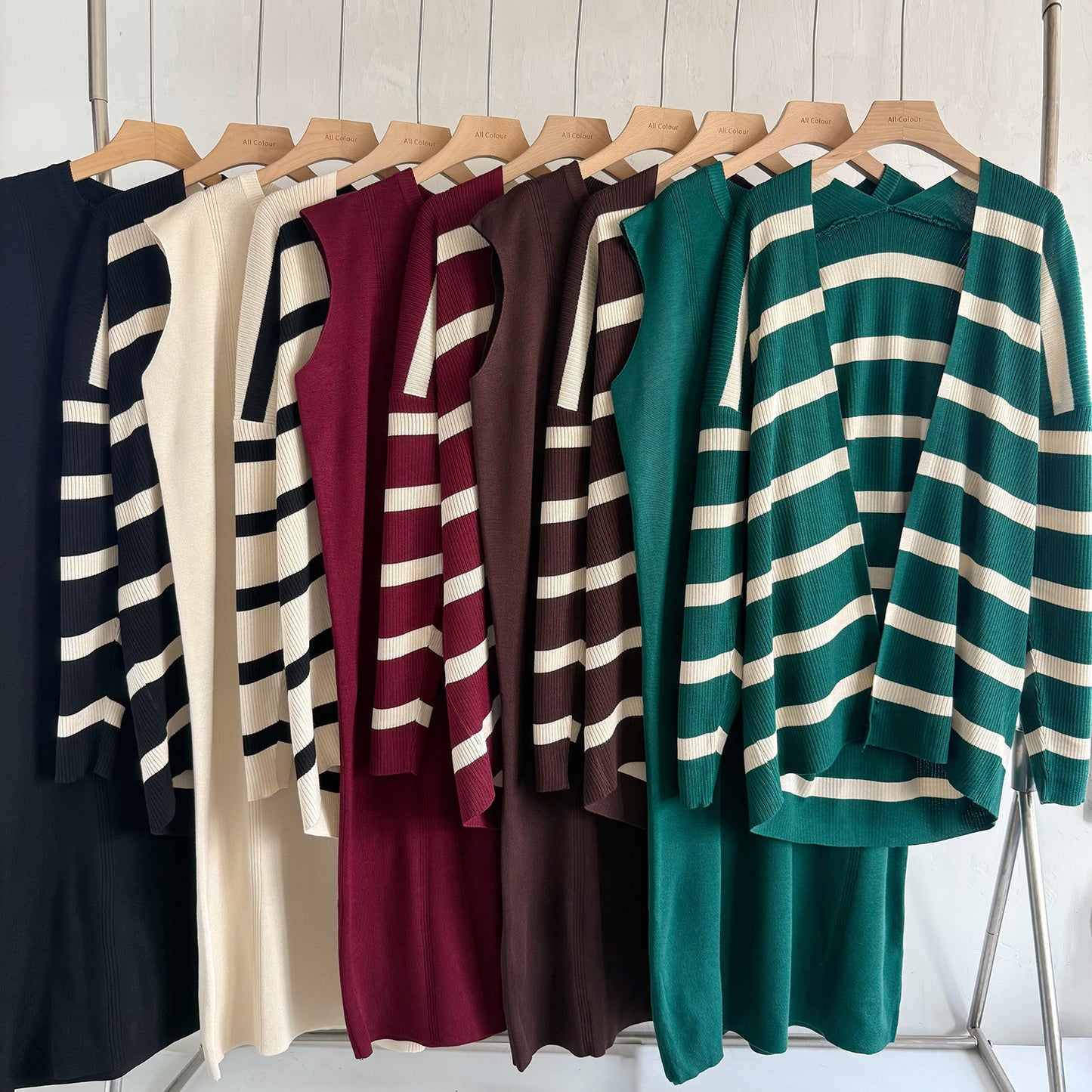 Women's Autumn Loose Mid-length Striped Sweater Skirt