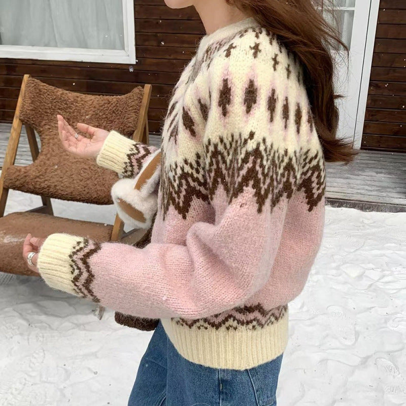 Add A Thickened Fair Isle Knit Sweater