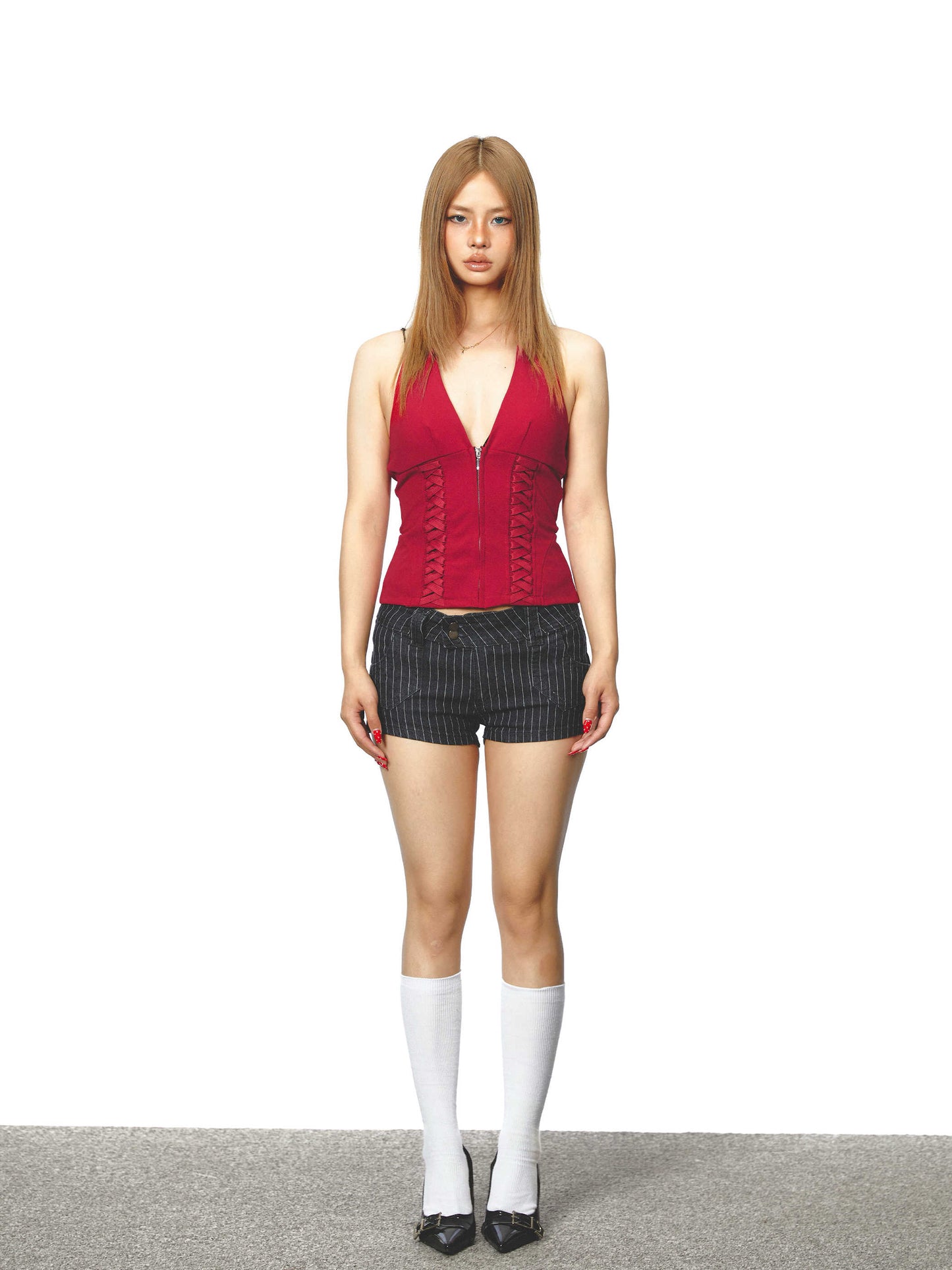 Halter Zipper Camisole Top Slim Women's Vest