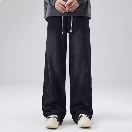 Men's Spring And Autumn American Retro Distressed High Street Loose Wide Leg Casual Trousers