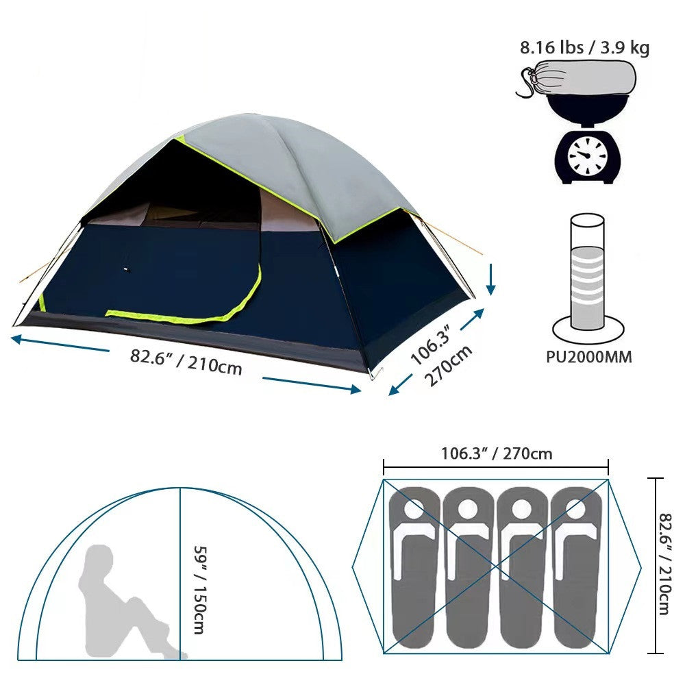 4 Person Black Coated Darkroom Tent for Camping Family Backpacking Tents