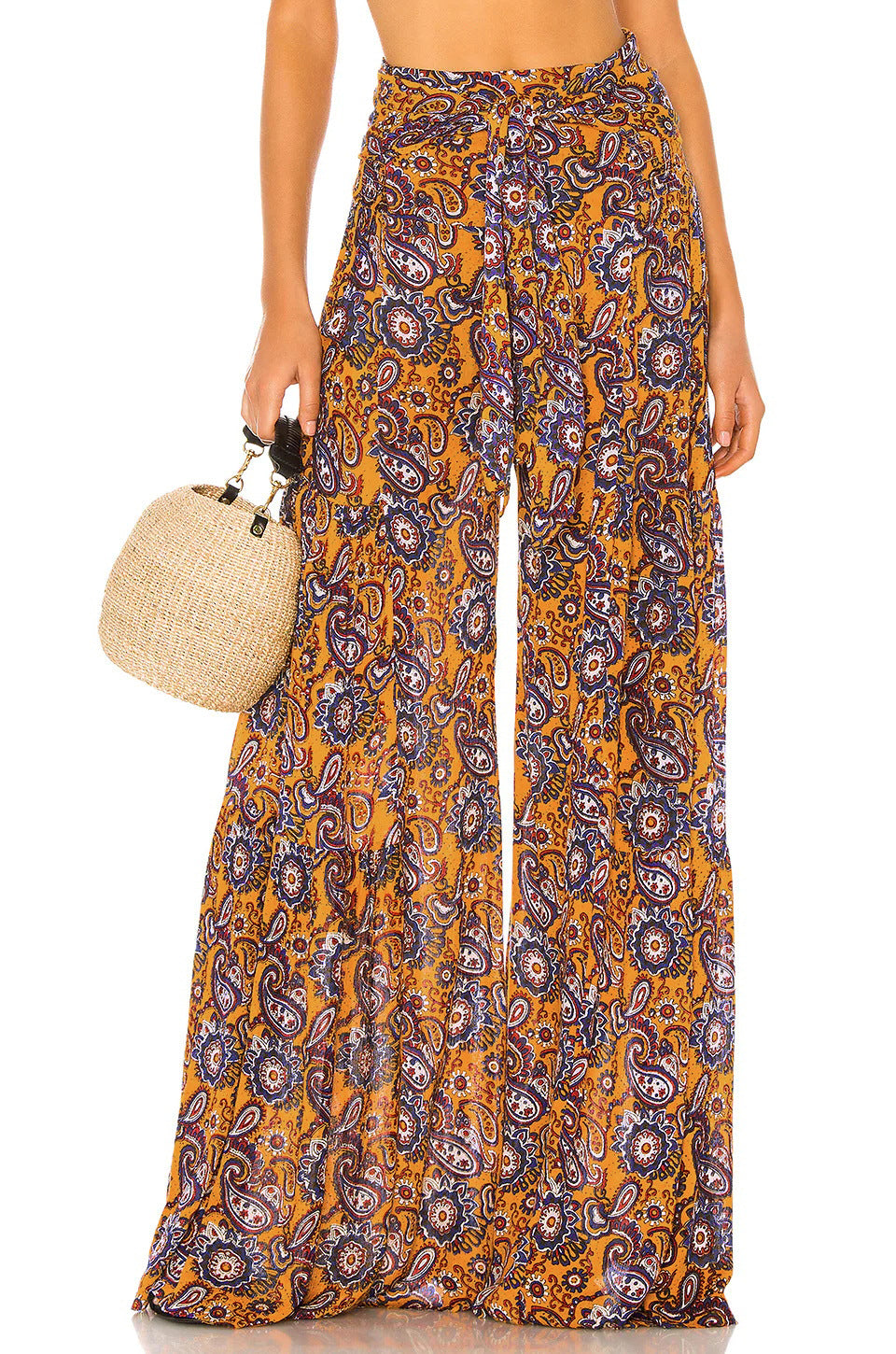 New Digital Printed Women's Loose Casual Pants Beach Wide