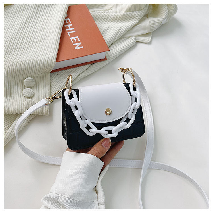 Macaron Contrast Color Jelly Bag Shoulder Messenger Bag Fashionable Mini Square Bag