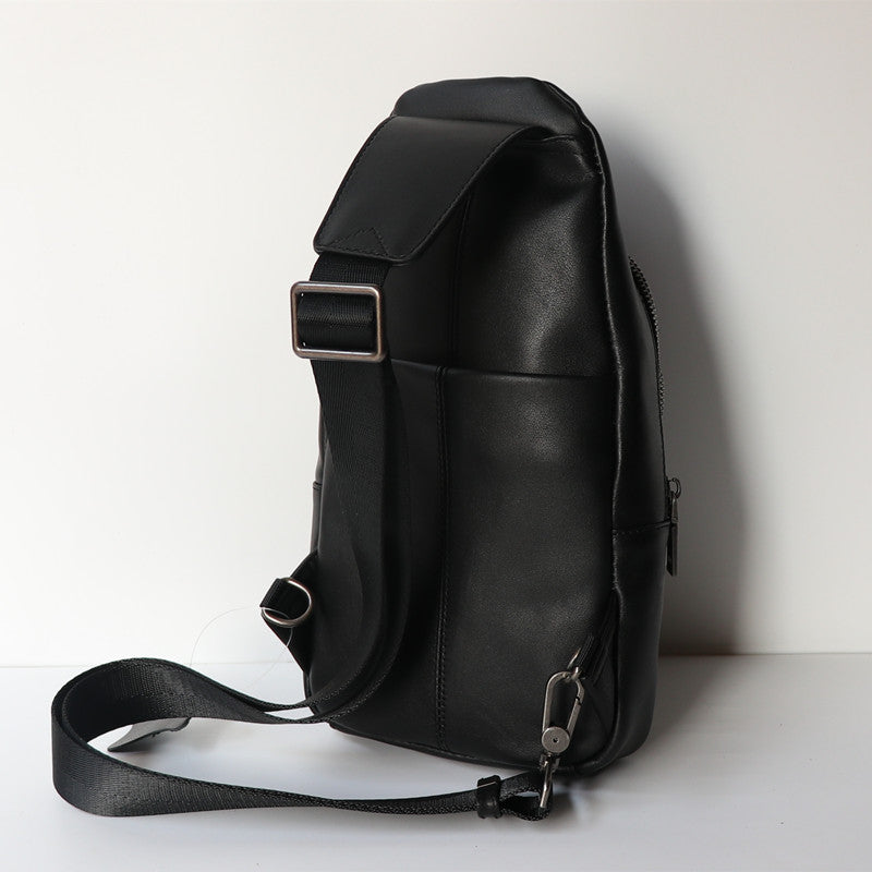 Black Top Layer Cow Leather Japanese Casual Bag