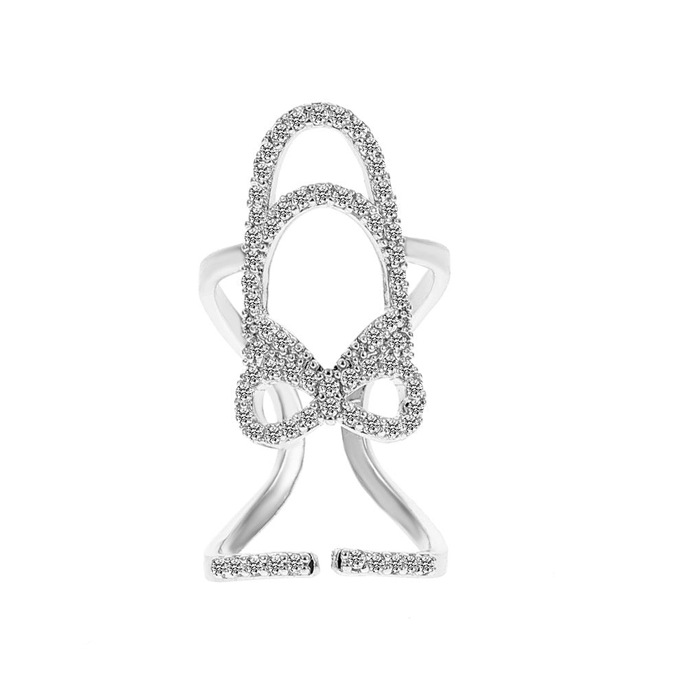Cross-border New Arrival Micro Inlaid Zircon Graceful Personality Wear Removable Fake Nail Tip Ring