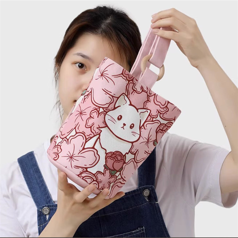 Bucket Bento Canvas Handbag Bucket Portable
