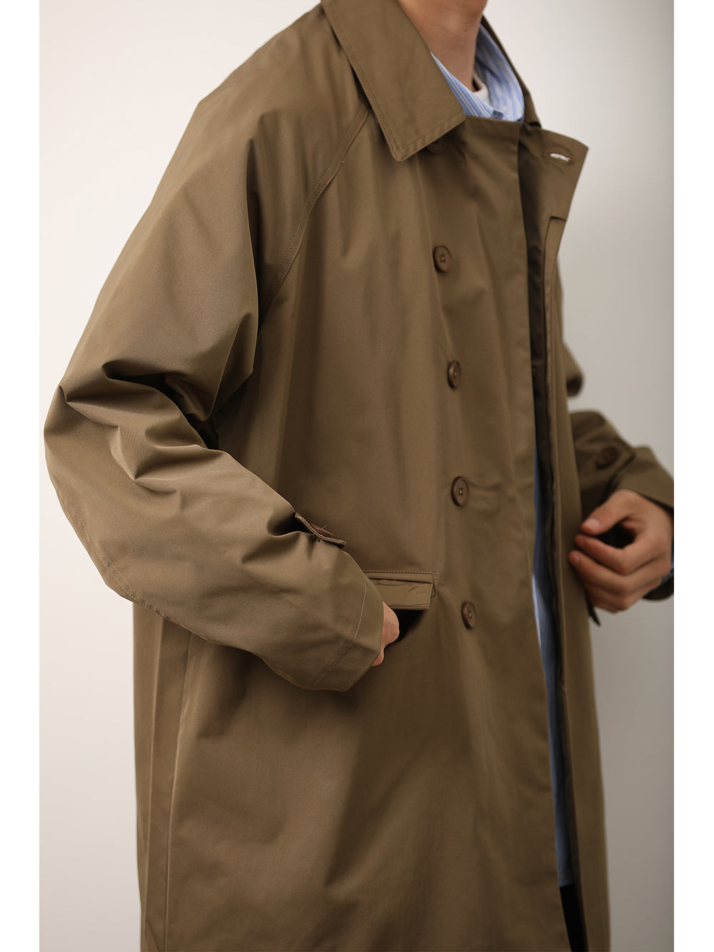 Japanese-style Solid-color Mens Loose-fitting Casual Basic Springautumn Trench Coat