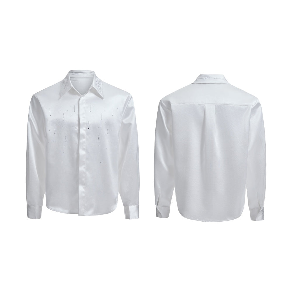 Silkesatin Skjorte Pendler Kort Vid Top