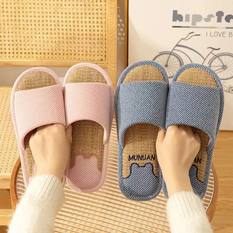 Home Non-slip Cotton And Linen Inside Slippers