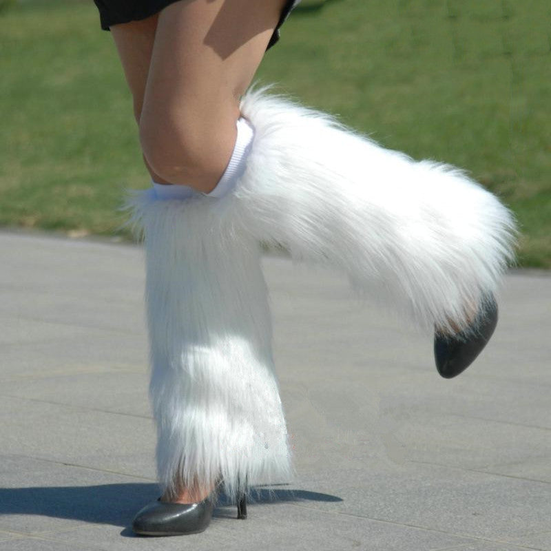 Faux Fur Foot Cover Plush Shoe Cover Leg Cover Plush Knee Pad Socks