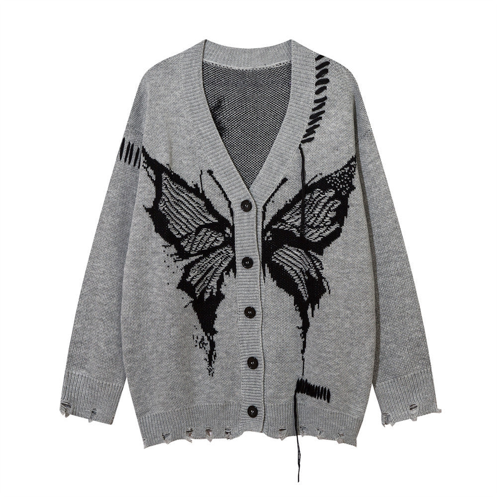 Dark High Street V-neck Sweater Coat