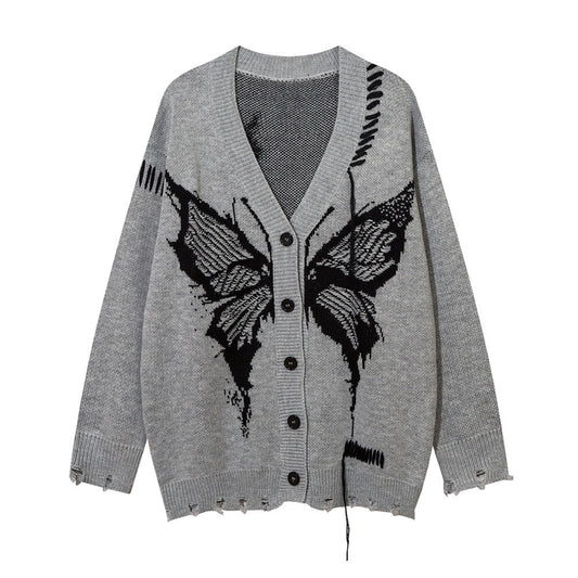Dark High Street V-neck Sweater Coat
