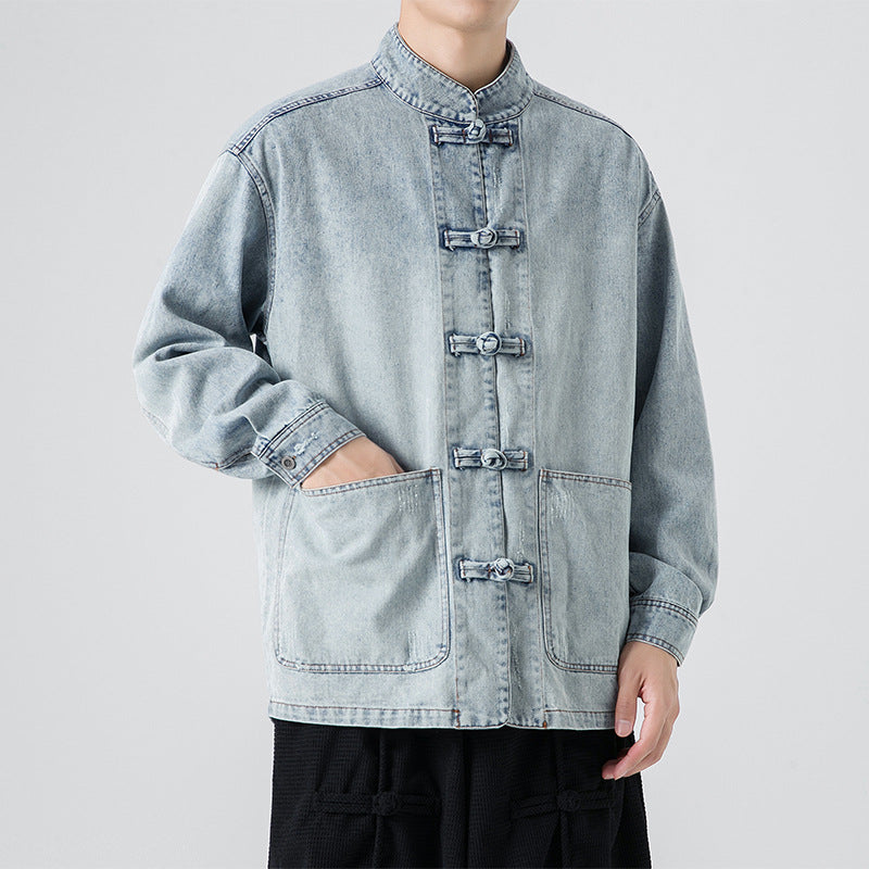 Plus Size Men's Denim Clothing Chinese Style Retro