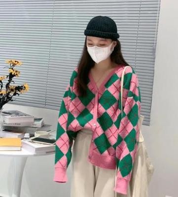 Internet Hot Sweater Women's Retro Diamond Sweater