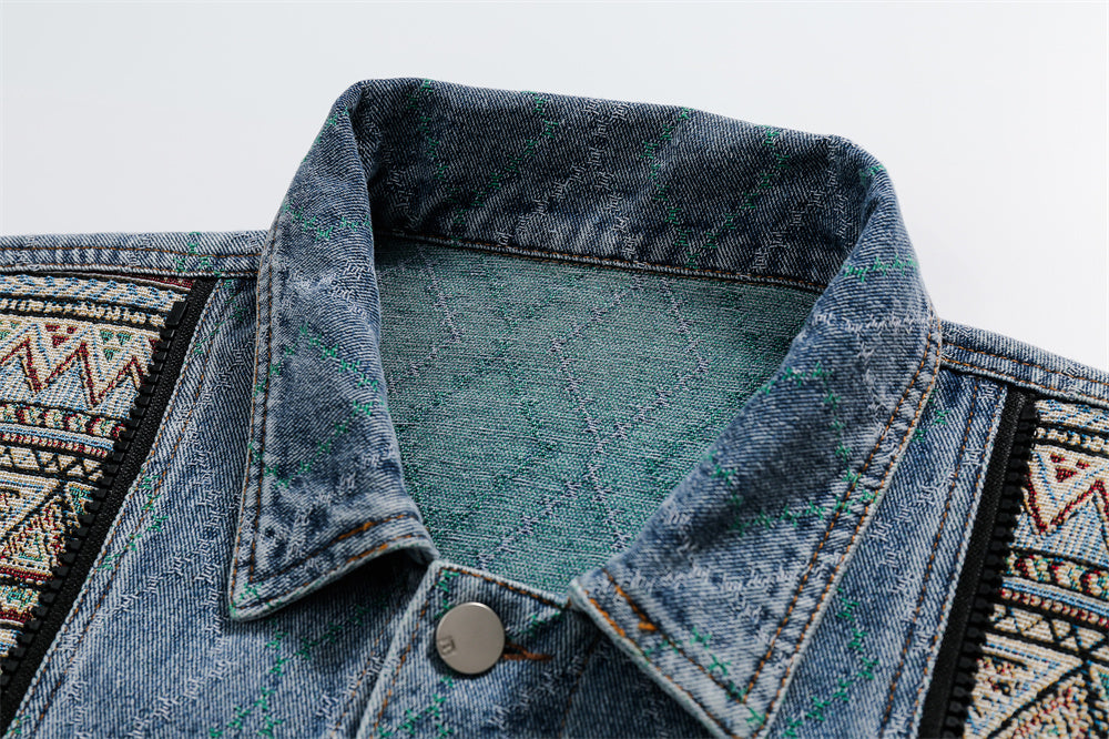 Tie-dye Gradient Denim Coat For Men And Women