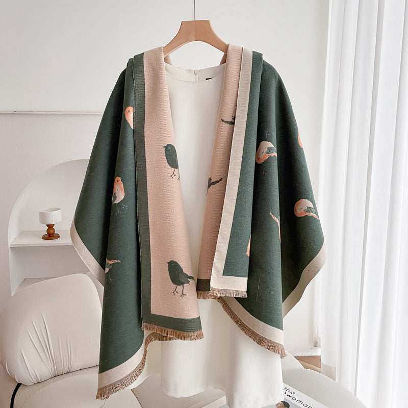 Warm Scarf Fashionable Outerwear Sweet Cute Double-sided Shawl
