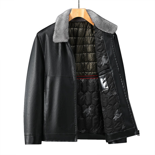 Men's Casual Windproof Hooded Fleece-lined Jacket