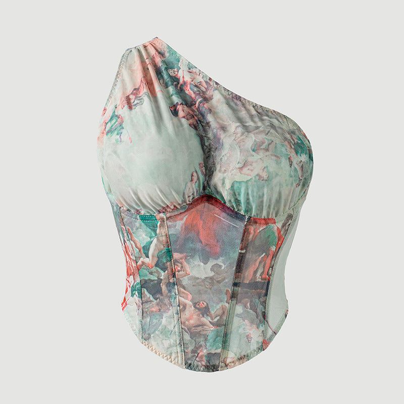 Fitted Three-dimensional Underwire Camisole With A Print