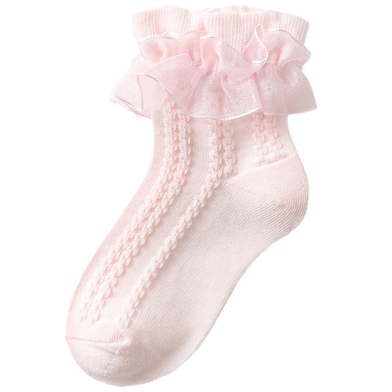 Girls' Double Layer Lace Socks Spring Autumn Winter