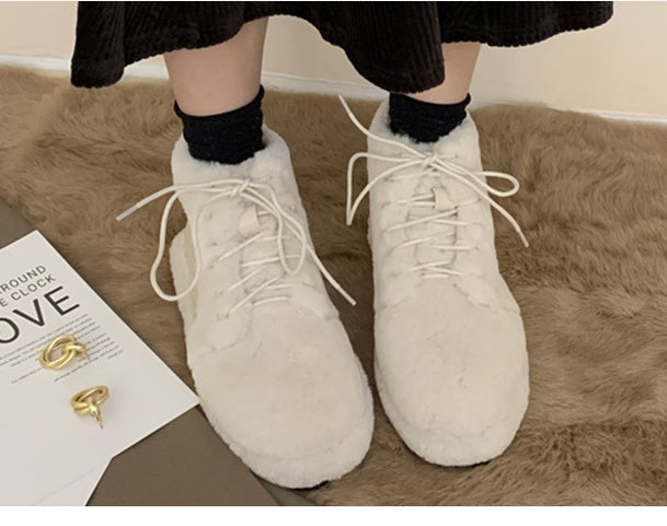 Warm Cotton Shoes With Fleece And Thick Fur