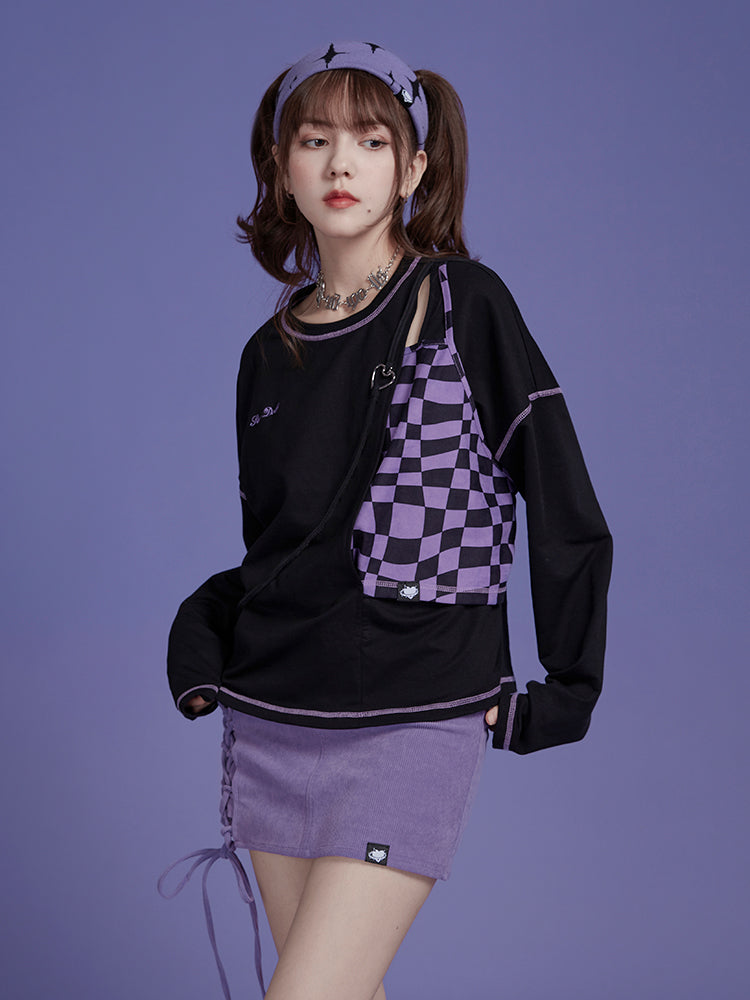 Women's Elastic Corduroy Strap Buttocks Pants Skirt