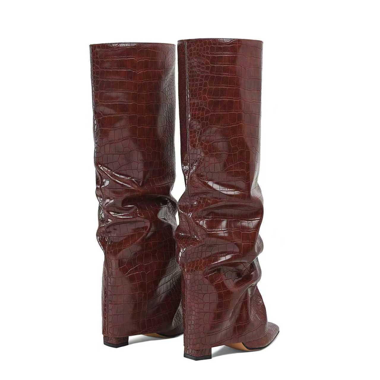 Womens Chunky-Heel High-Top Boots New AutumnWinter