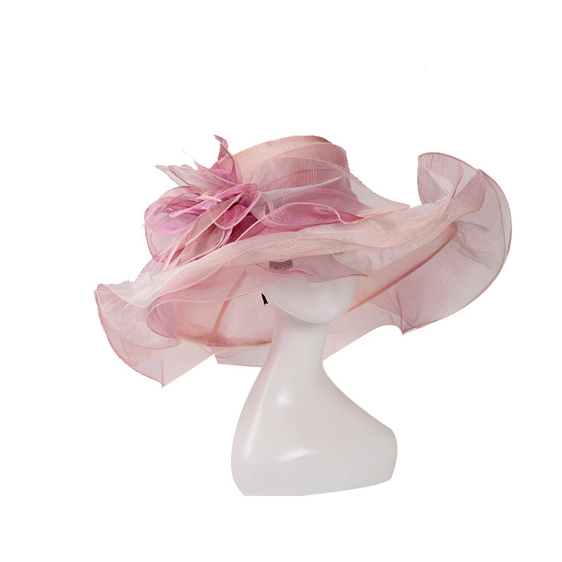 Ladies British European And American Style Multicolor Organza Hat