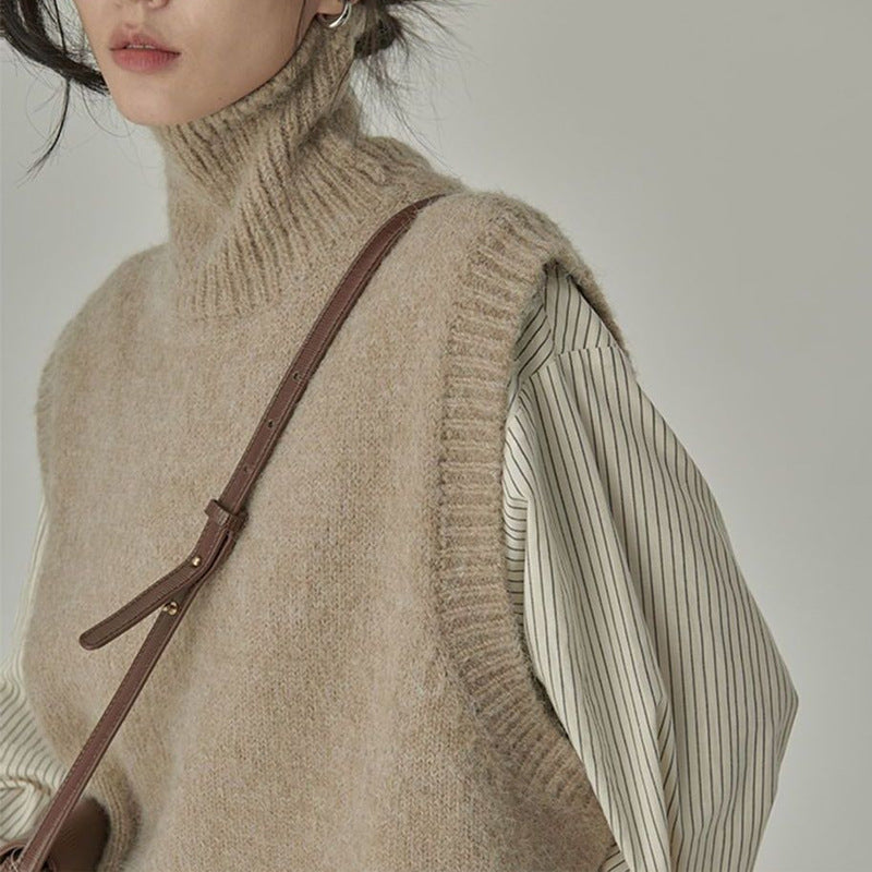 Design Sense Niche French Gray Vest Sweater