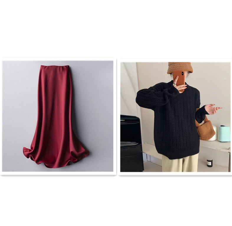 Women's Satin Retro Stretch Skirt