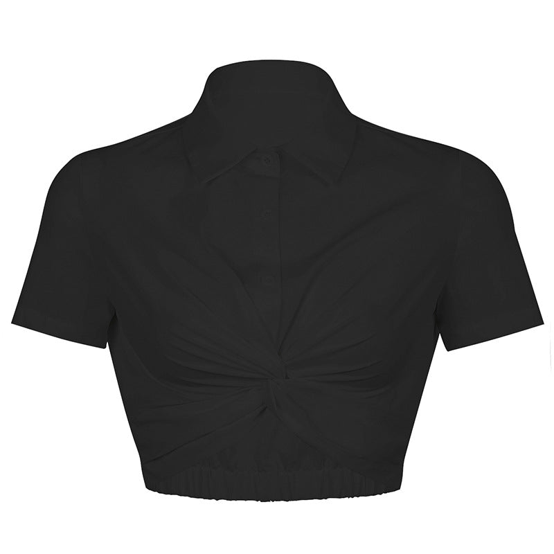 Women's Design Twist Solid Color Short Sleeve T-Shirt