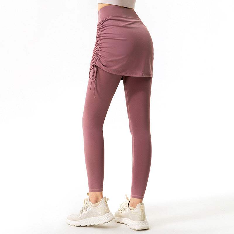 High Waist Yoga Pants Drawstring Strap Half Body