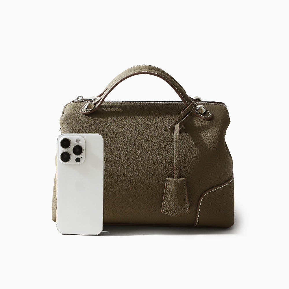 Top Layer Cowhide Handbag Women's Large Capacity Simple Shoulder Messenger Bag