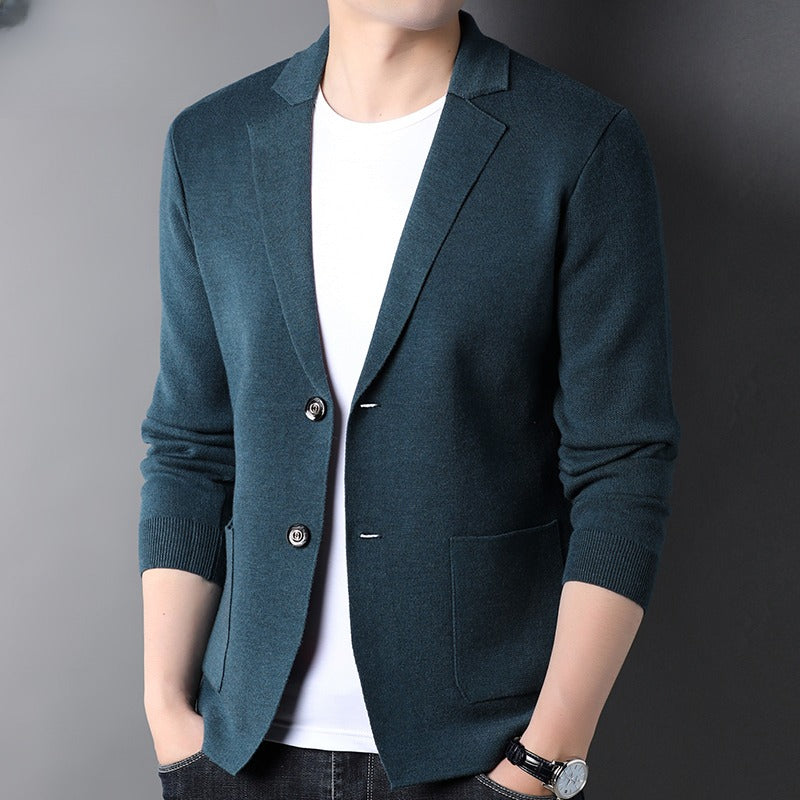 Herre Uld Strikket Habitjakke Koreansk-Stil Trendy Sweater
