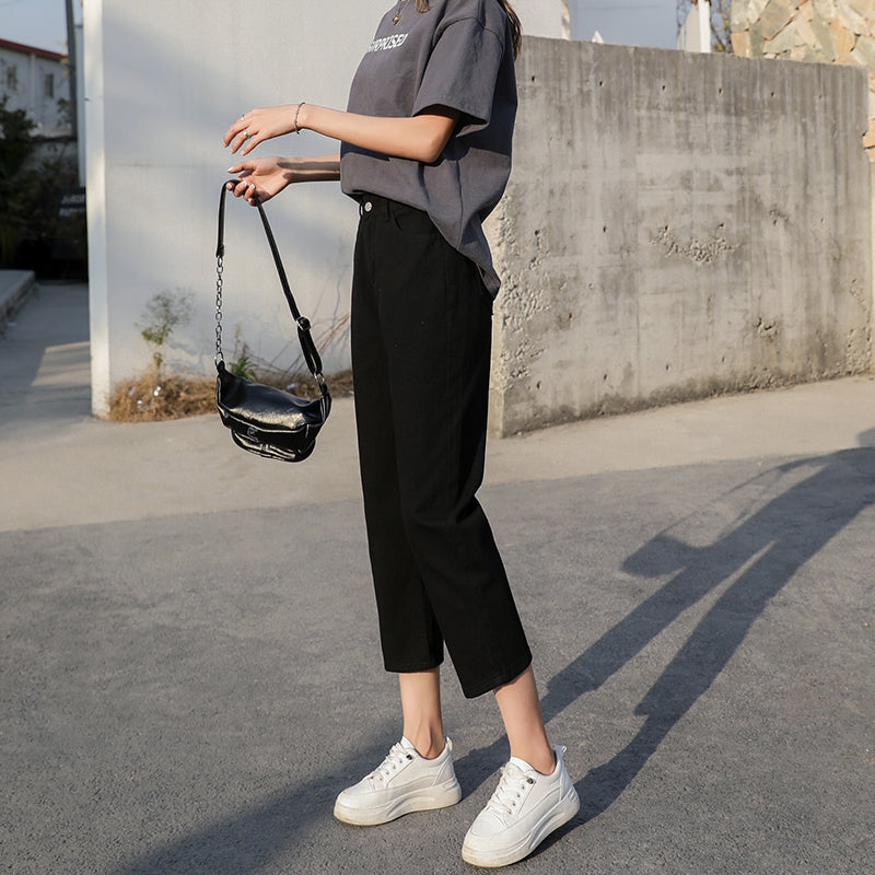 High Wear With White Slimming High Waist Straight Pants