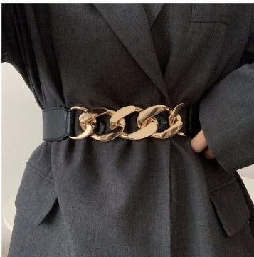 Elastic Waistband Decorative Fashion Dress Narrow Belt