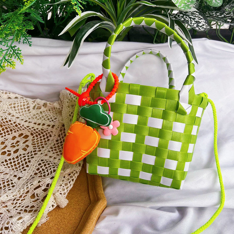 Kids Carrot Vegetable Basket Weaving Bag For Vacation