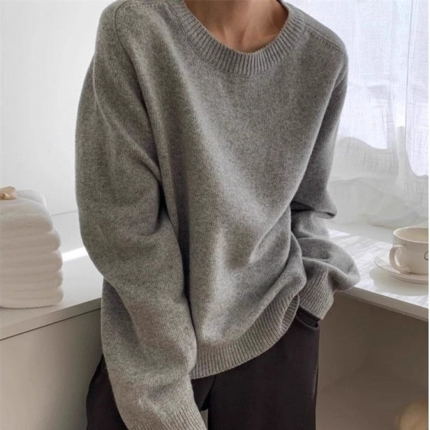Scheming Hollow Backless Loose Round Neck Knitted Knitting Shirt