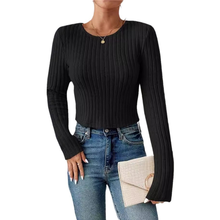 FallWinter Casual Slim-fit Solid-color Crew-neck Sweater