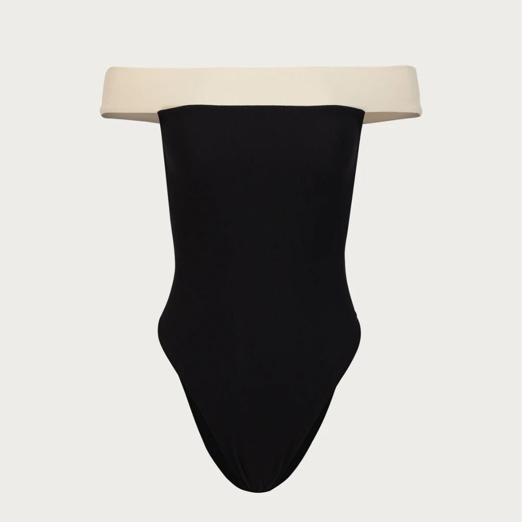 High Waist Tight Off-the-shoulder One-piece Swimsuit